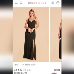 Birdy Grey Jay Dress Olive Green Crepe size Large